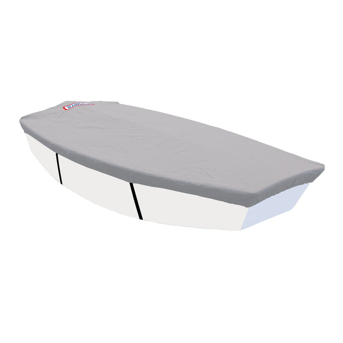 Taud de Dessus Optimist Eco, housse imperméable en polyester enduit, avec jupes larges et sangles réglables pour protection et installation faciles.