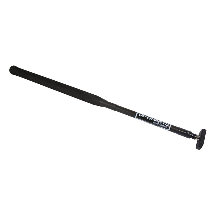 Stick Alu Ø16mm x 60cm Noir, perche télescopique en aluminium noir à deux sections avec poignée en mousse EVA et articulation robuste, idéale pour la manutention des petits bateaux.