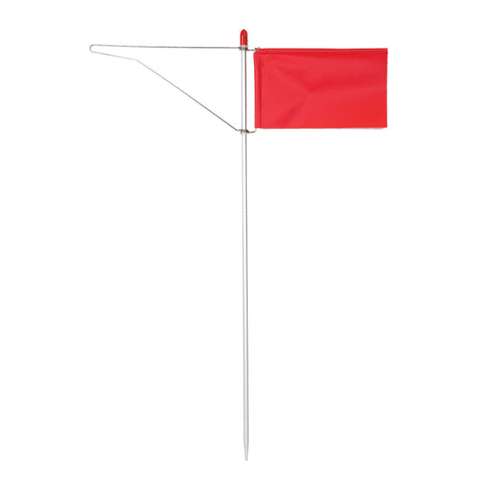 Girouette Optimist Racing Rouge avec drapeau PVC sur cadre métallique, axe 5mm adaptable, pour dériveurs comme Optimist, non autorisée en régates.