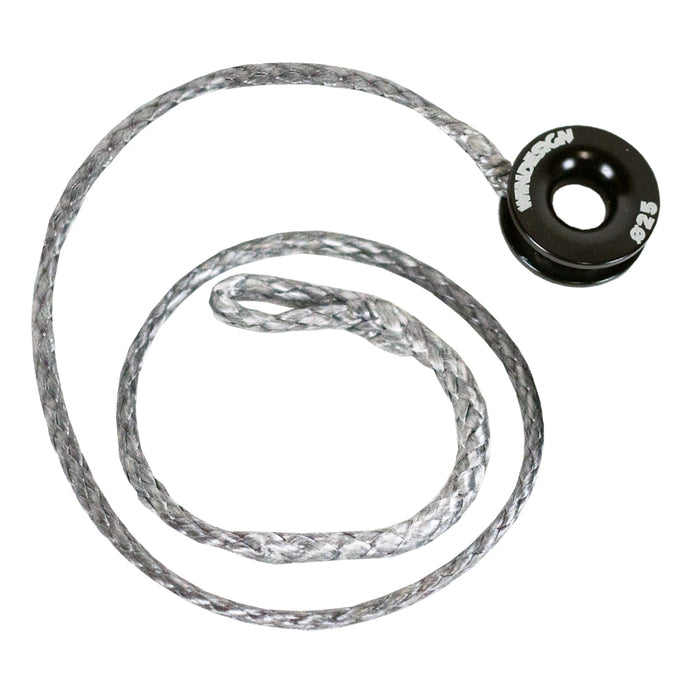 Anneau Faible Friction + Cordage 100% dyneema avec anneau à friction ø25mm, idéal pour drisse 10mm sur Optimist, utilisé en accastillage voile légère.
