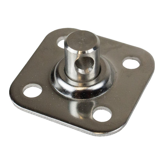 Emerillon pour poulie Ø30 à 60mm, platine inox avec boss central percé pour verrouillage, idéal pour montage pivotant sur voiliers légers type Optimist.