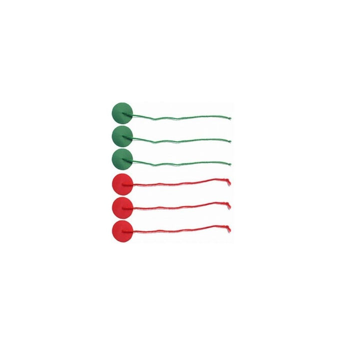 Penons Laines avec insigna rouge/vert - 8 paires, livrés avec pastilles adhésives et manuel, idéal pour voiles de dériveur. Emballage refermable inclus.
