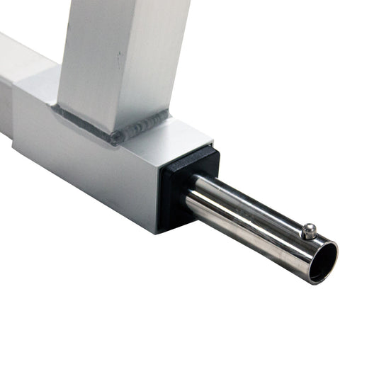 Chariot de Mise à l’eau pour Laser®/ILCA démontable, conçu en aluminium anodisé, avec support rembourré et roues anti-crevaison, idéal pour stockage et transport faciles.