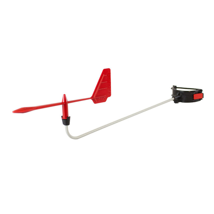 Girouette Dériveur/Catamaran Windesign avec bras robuste et verrouillage positif, idéale pour voile légère, vue en gros plan sur système de fixation.