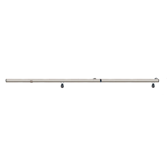 Bôme compatible Laser®/ILCA, équipée de poulies et d'un Clamcleat, idéale pour la voile légère, non autorisée en compétitions officielles.