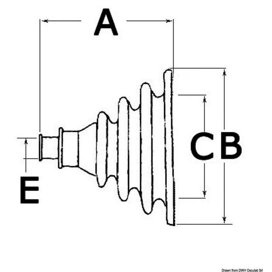 Soufflet Passe-câbles ouvrable, ø externe 135 mm, en EVA souple, avec deux lèvres superposables pour installation facile sans débranchement, idéal pour équipements nautiques.