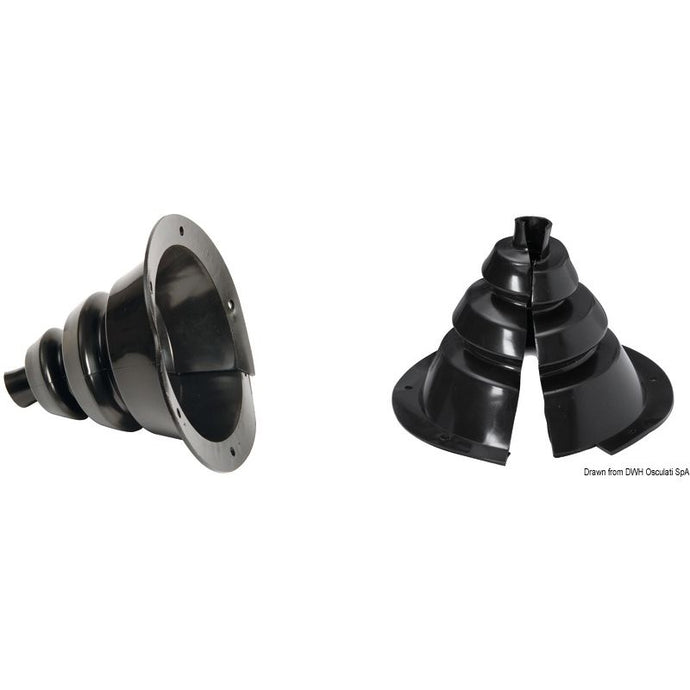 Soufflet Passe-câbles ouvrable, diamètre externe 135 mm, EVA souple, avec lèvres superposables pour installation facile sans débrancher les câbles.