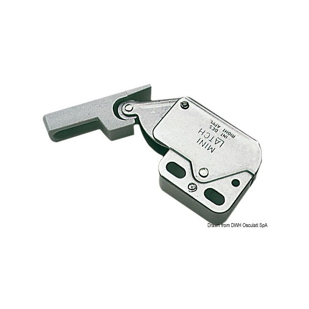 Charniere Inox pour Equipet en acier inoxydable et ABS, dimensions 46x27mm, épaisseur 10mm, s'ouvre par pression, conçue pour un usage universel en nautisme.