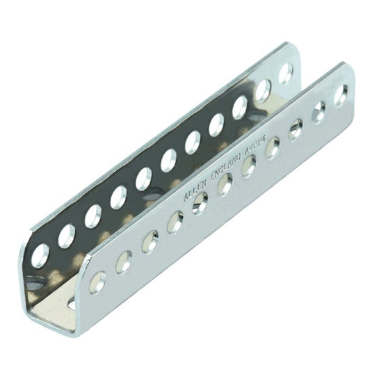 Emplanture de Mat Inox Allen 100mm, canal en U perforé pour ajustement de mât, avec 11 fentes et goupille de 5mm, idéal pour voile légère.