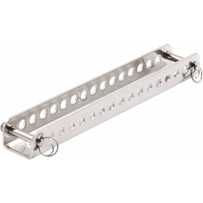 Emplanture de Mat Inox Allen, ajustable, longueur 150mm, largeur 23mm, avec 19 slots de goupille, fixation 5mm x 3, sans goupilles.