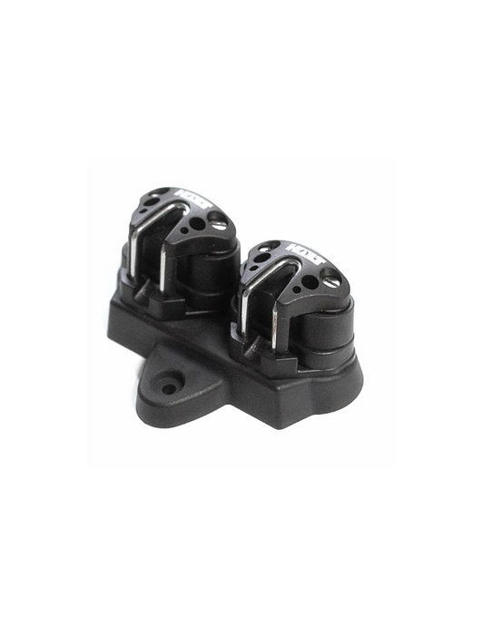 Platine + Taquets Laser®/ILCA Powerpack, deux taquets 27mm avec filoirs inox, sur platine composite pour kit hale-bas/cunningham, idéal pour voile légère récréative.