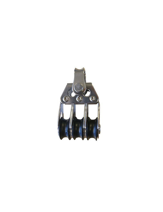 Poulie Triple Mininox ø20mm avec roulement Delrin, conçue pour réduire la friction et optimiser la performance, idéale pour lignes démultipliées en navigation légère.