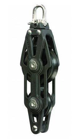 Poulie Violon + Ringot en composite carbone, idéale pour palans, disponible en 45mm et 60mm, offrant résistance et légèreté pour équipements nautiques.