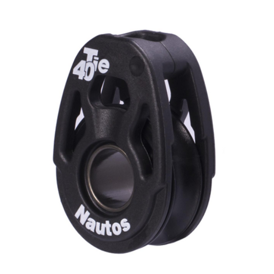 Poulie Simple Holt-Nautos Hi-Load, réa 40 mm en plastique noir pour applications marines, optimisée pour régates, idéale pour voile légère.