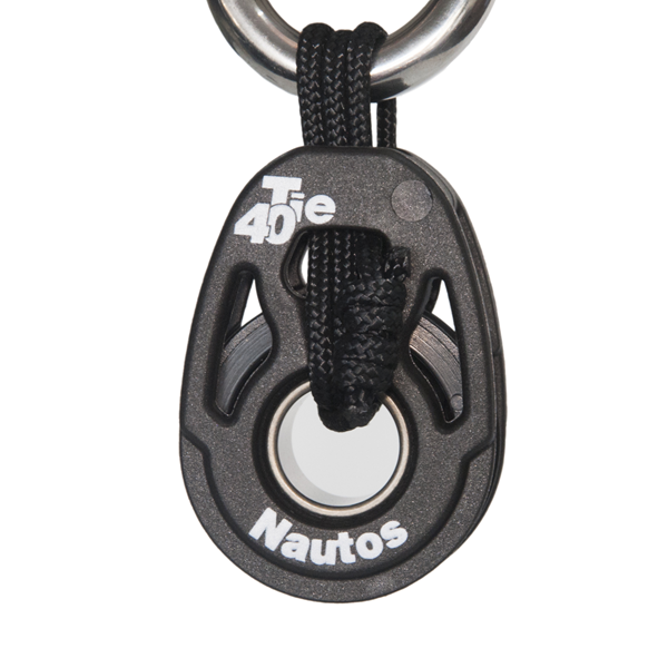 Chargez l'image dans la visionneuse de la galerie, Poulie Simple Holt-Nautos Hi-Load : poulie à simple réa en plastique noir Tie40e Nautos, avec cordage et anneau métallique, idéale pour régate et voile légère.
