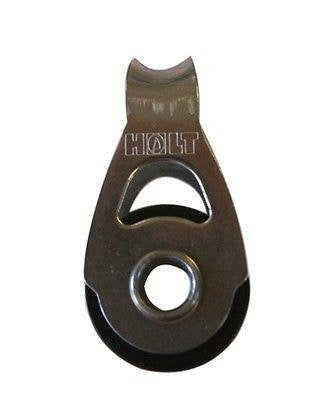 Poulie Simple Mininox ø20mm en gros plan, montrant sa structure métallique robuste avec un roulement Delrin, idéale pour dériveurs et catamarans, réduisant la friction pour performance optimale.