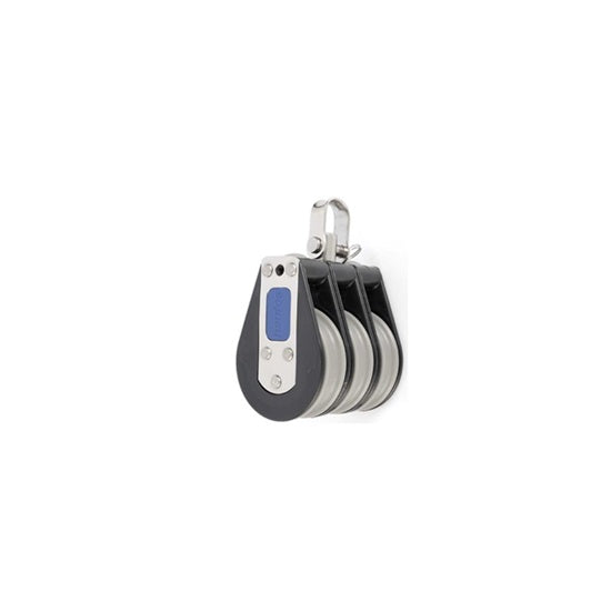 Poulie Triple à billes ø57mm + Emerillon, haute performance, pour voiliers, résistante et efficace, idéale pour démultiplications rapides sur hâle-bas ou écoute de Grand Voile.