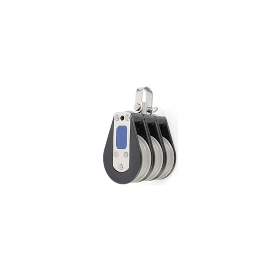 Poulie Triple à billes ø57mm + Emerillon, haute performance, pour voiliers, résistante et efficace, idéale pour démultiplications rapides sur hâle-bas ou écoute de Grand Voile.