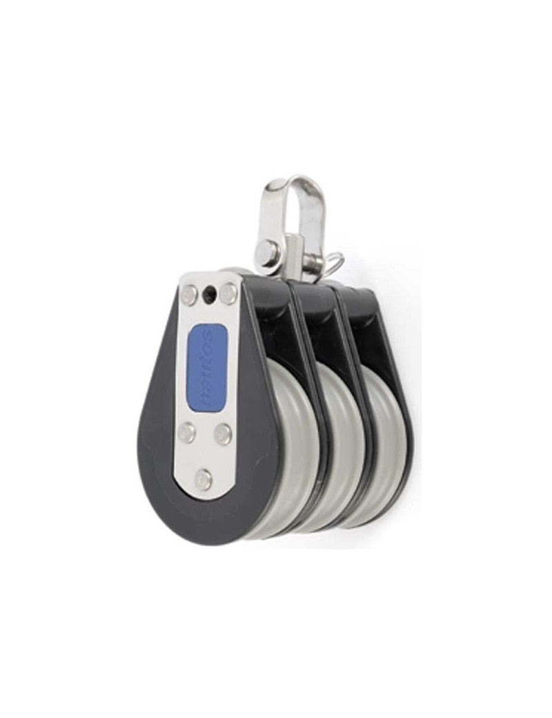 Chargez l'image dans la visionneuse de la galerie, Poulie Triple à billes ø57mm avec émerillon, haute performance pour voile légère, résistante, idéale pour démultiplications rapides et écoutes de Grand Voile.
