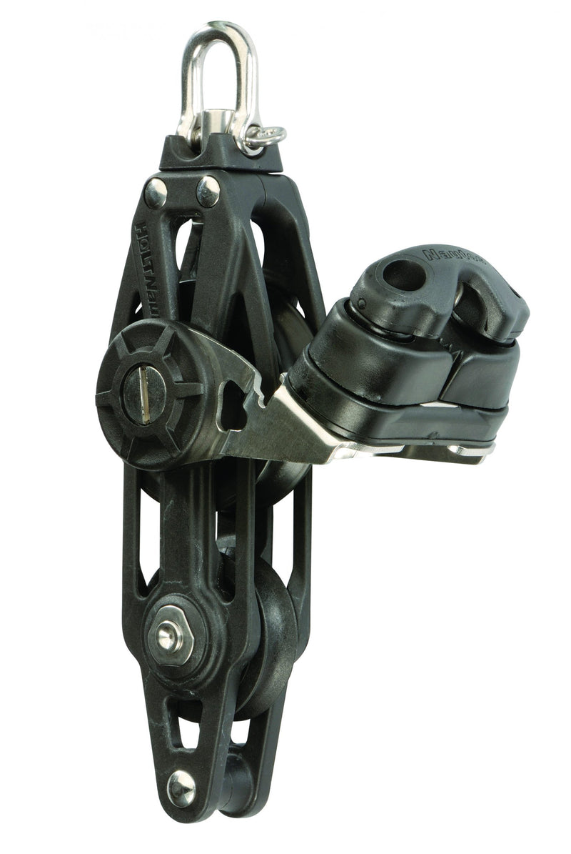 Laden Sie das Bild in Galerie -Viewer, Poulie Violon + Taquet + Ringot en composite carbone haute densité, offrant légèreté et résistance, idéale pour palans nautiques. Disponible en ø45mm et ø60mm.
