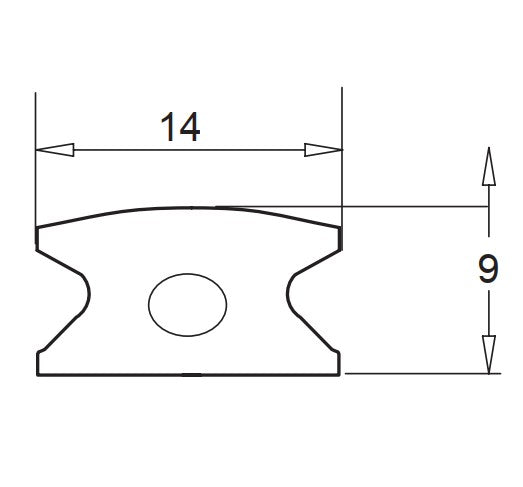 Chariot de Grand Voile Holt avec ressort, adapté pour rail 14mm, charge de travail 200kg, pour cordage de réglage 4mm max et écoute 6mm max.