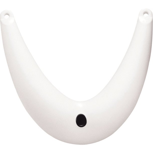 Pare-battage en V blanc 35 x 34.5cm avec défense d'étrave en PVC et valve en laiton, idéal pour dériveurs et catamarans.