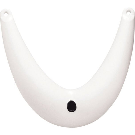 Pare-battage en V blanc 35 x 34.5cm avec défense d'étrave en PVC et valve en laiton, idéal pour dériveurs et catamarans.