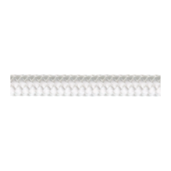Cordage Voileries Compact Line Polyester ø8 - Blanc, gros plan sur tressage double et compact, idéal pour ralingue et guindant, vendu au mètre.