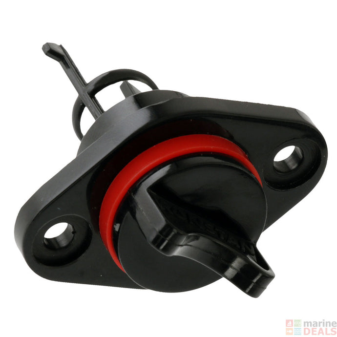 Bouchon de nable à vis RONSTAN avec support, fixation 38mm, pour dériveur et catamaran, design anti-perte lors de la vidange, idéal pour voile légère.