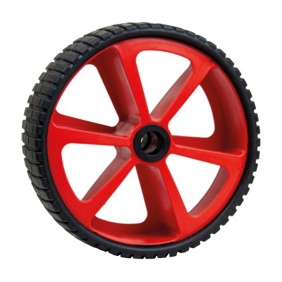 Cargue la imagen en el visor de la galería, Roue Increvable ø260mm Large, roue à six rayons conçue pour chariots de mise à l'eau et équipements de jardin, avec jante plastique et bande de roulement EVA résistante.
