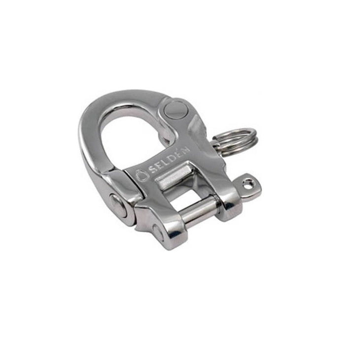 Mousqueton à Chape en inox, verrouillage rapide, pour émerillon de poulie ø8mm, axe ø4mm, charge 550Kg, rupture 1100Kg, idéal pour voile légère.