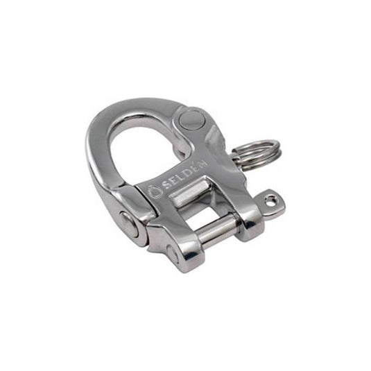 Mousqueton à Chape en inox, verrouillage rapide, pour émerillon de poulie ø8mm, axe ø4mm, charge 550Kg, rupture 1100Kg, idéal pour voile légère.