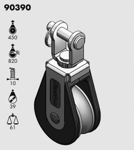 Chargez l&#39;image dans la visionneuse de la galerie, Poulie Simple + Emerillon Holt: illustration technique détaillant les paramètres de moulage et poids, idéale pour dériveurs, catamarans et équipements sportifs.
