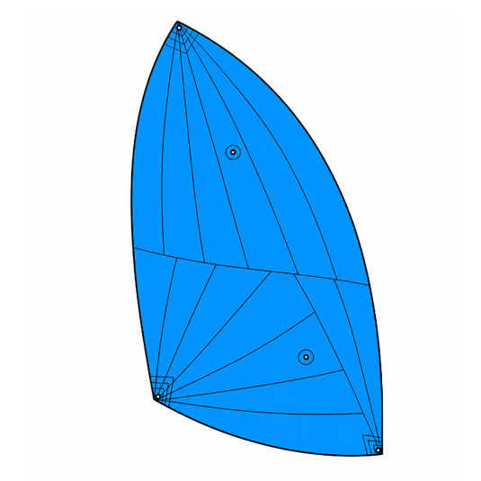 Spi illustré par un maillage triangulaire curviligne, démontrant la décomposition en triangles en voile légère.