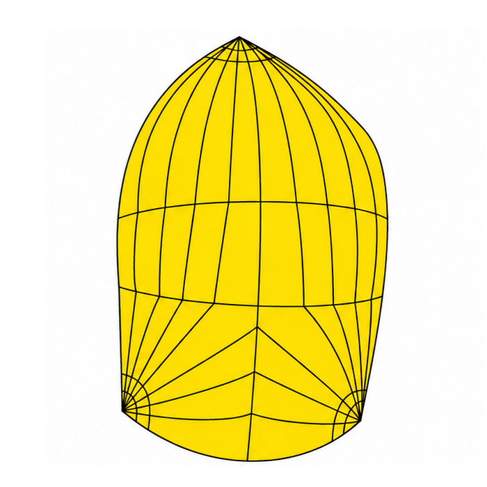 Chargez l'image dans la visionneuse de la galerie, Modèle 3D d'un Spi Dériveur Vaurien, montrant une coupe tri radiale avec structure en filaire, idéal pour navigation en régate ou entraînement.

