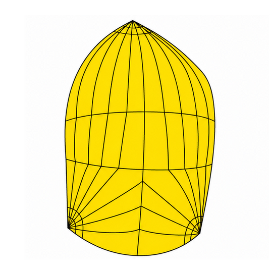 Modèle 3D d'un Spi Dériveur Vaurien, montrant une coupe tri radiale avec structure en filaire, idéal pour navigation en régate ou entraînement.