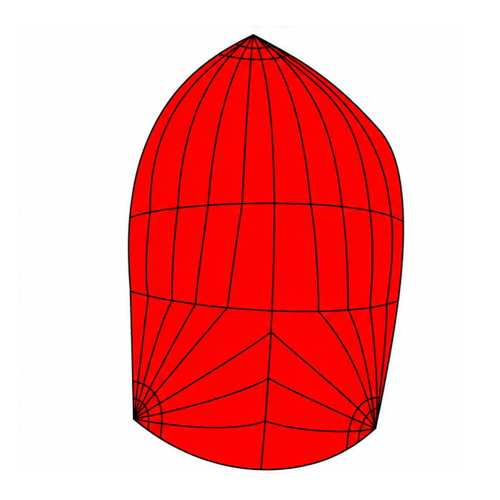 Chargez l'image dans la visionneuse de la galerie, Spi Dériveur 420 Club, modèle rouge en 3D avec maillage triangulé, idéal pour clubs nautiques, entraînements et régates sur voiliers légers.
