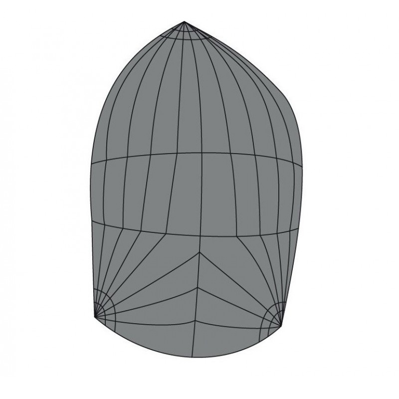 Cargue la imagen en el visor de la galería, Wireframe 3D du Spi Dériveur Vaurien, voile en Nylite 0.75 Oz, coupe tri radiale, idéal pour clubs nautiques et régates, proposé par Yachting Thommeret.
