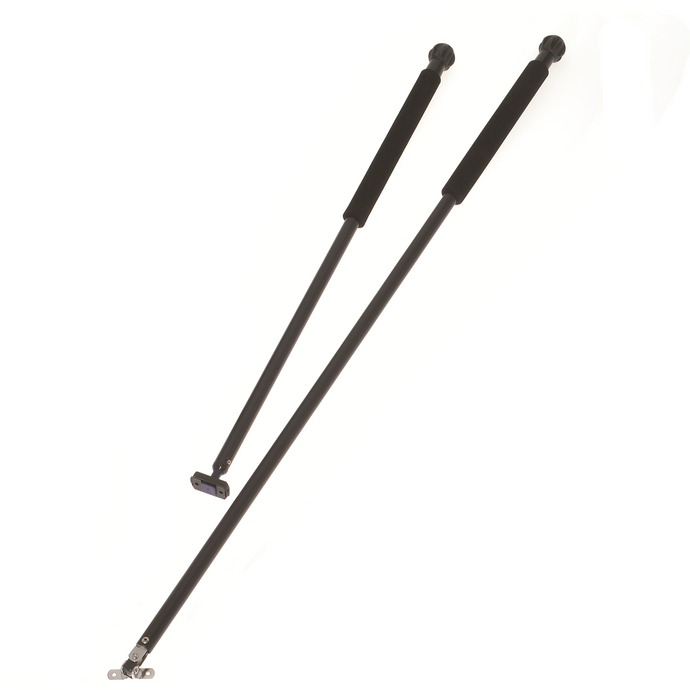 Deux barres de réparation Stick Alu ø20mm avec Cardan, dotées de poignées en mousse et d'embouts interchangeables, idéales pour la réparation de carrosseries automobiles.