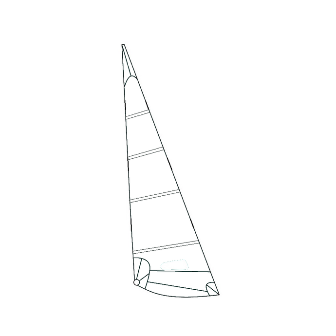 Dessin technique du foc adaptable Catamaran Nacra 5.7 Mylar, illustrant des éléments comme une voile et un mât, idéal pour la voile légère.