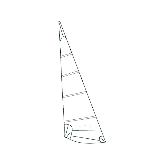 Dessin technique du foc adaptable Catamaran Nacra 5.7 Mylar, illustrant des éléments comme une voile et un mât, idéal pour la voile légère.