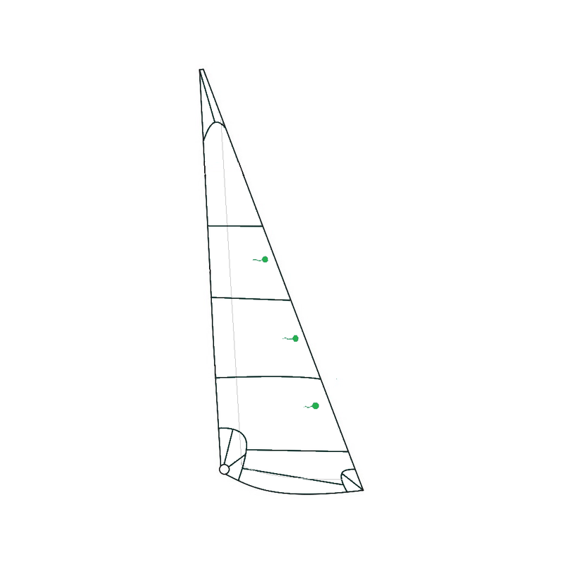 Chargez l'image dans la visionneuse de la galerie, Dessin de foc pour catamaran Hobie Cat Twixxy, illustrant la voile légère. Modèle adaptable, tissu Dacron 250g, coupe cross-cut, proposé par Yachting Thommeret.
