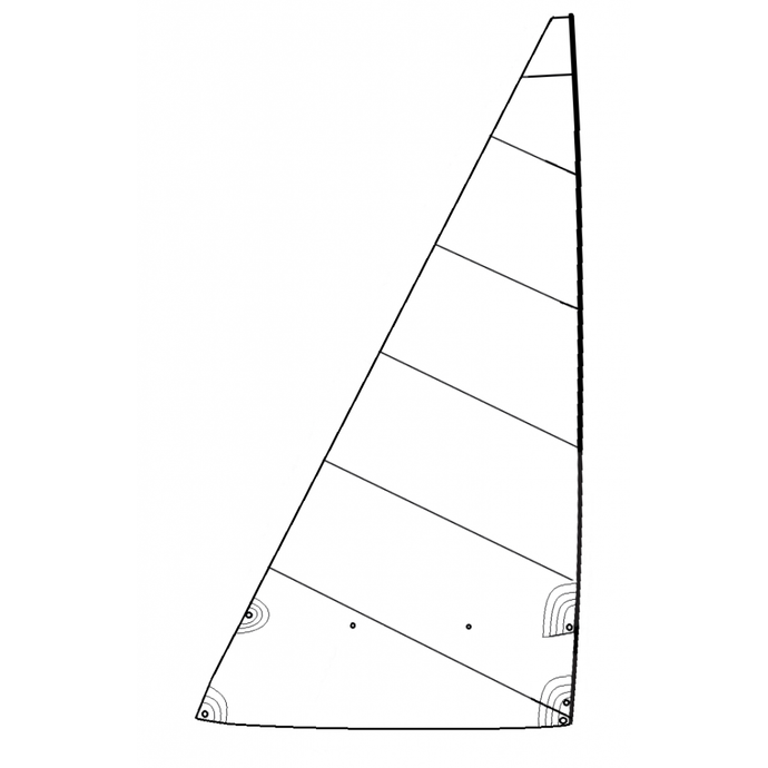 Grand Voile Dériveur Laser® Pico en Dacron 210gr avec coupe cross cut, chute négative et bande de ris, idéale pour voile légère.