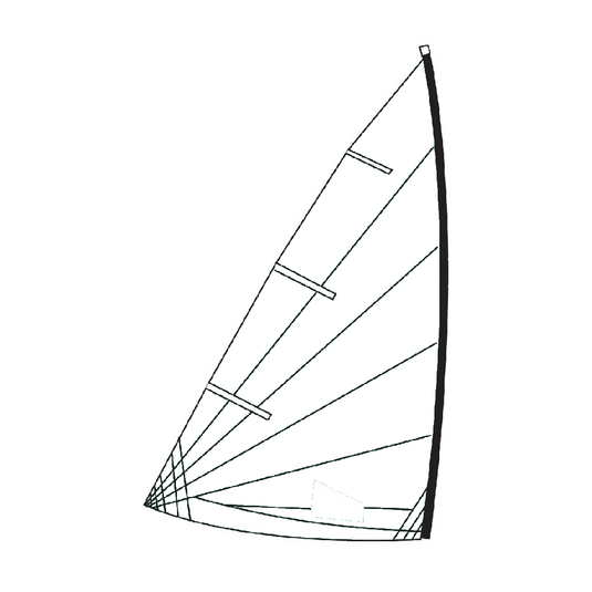 Voile Dériveur Laser® Radial en Dacron 170gr, coupe radiale, avec renforts; idéale pour dériveurs sportifs. Options personnalisables disponibles.