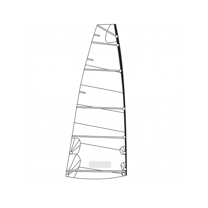 Grand Voile Catamaran KL13.5 en tissu Dacron 250gr avec coupe croisée et bande de ris, adaptée à la voile légère pour dériveurs et catamarans sportifs.