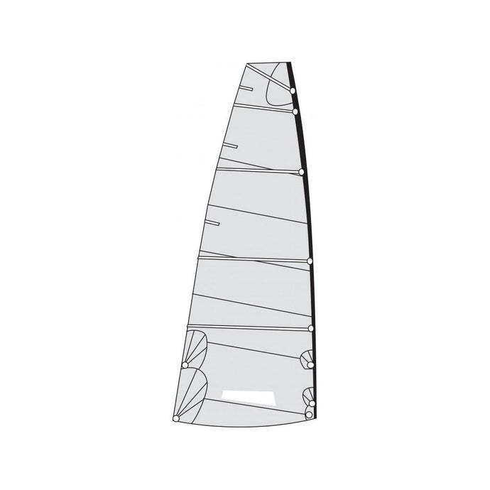 Grand Voile Catamaran Erplast L en Dacron 250gr, coupe croisée, avec bande de ris, idéale pour dériveurs et catamarans de sport.