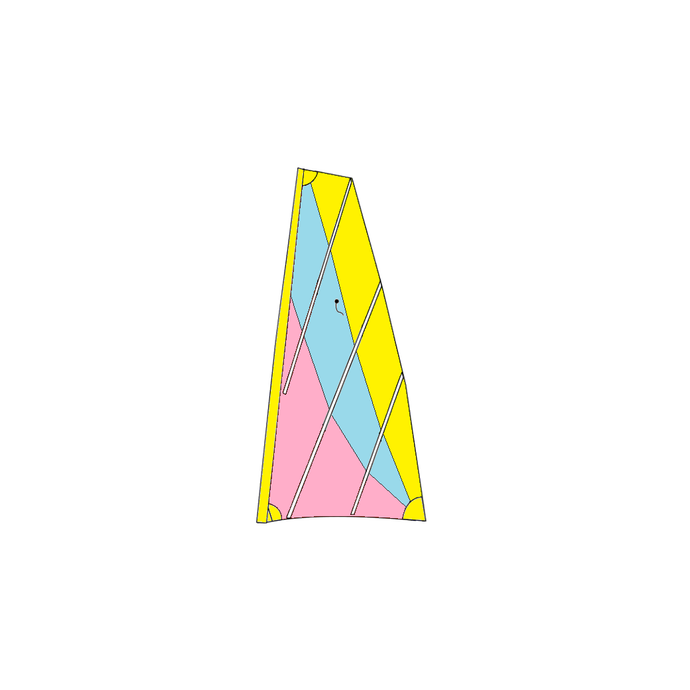 Voile Hobie Cat Bravo en Dacron 250g avec lattes verticales pour enroulement, idéale pour dériveurs et catamarans de sport. Options personnalisables disponibles.