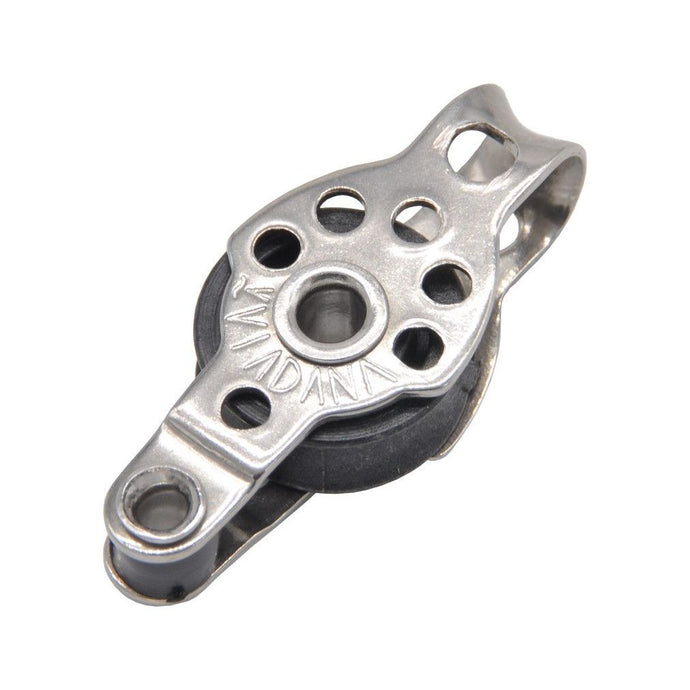 Poulie à Ringot Micro en métal avec ringot, idéale pour dériveurs et catamarans légers, offrant un rapport qualité-prix inégalé pour applications nautiques.