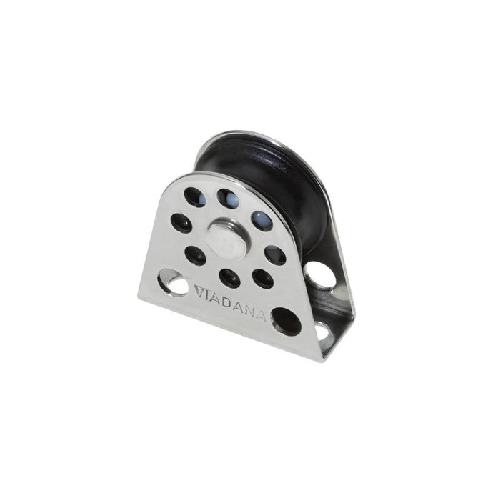 Poulie Verticale ø28mm pour dériveur, idéale pour renvoi de drisses ou écoutes, supportant 150kg, parfaite pour angles de pont grâce à ses fixations simples.