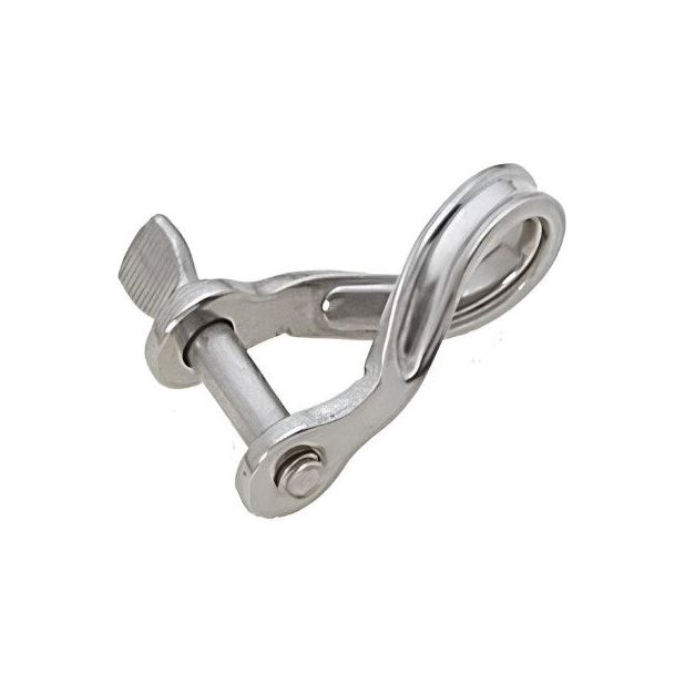 Load image into Gallery viewer, Manille Torse Emboutie en inox A4, outil nautique essentiel en métal argenté, idéal pour fixation perpendiculaire sur bateaux, disponible en ø4mm et ø5mm, supporte jusqu&#39;à 1050kg.
